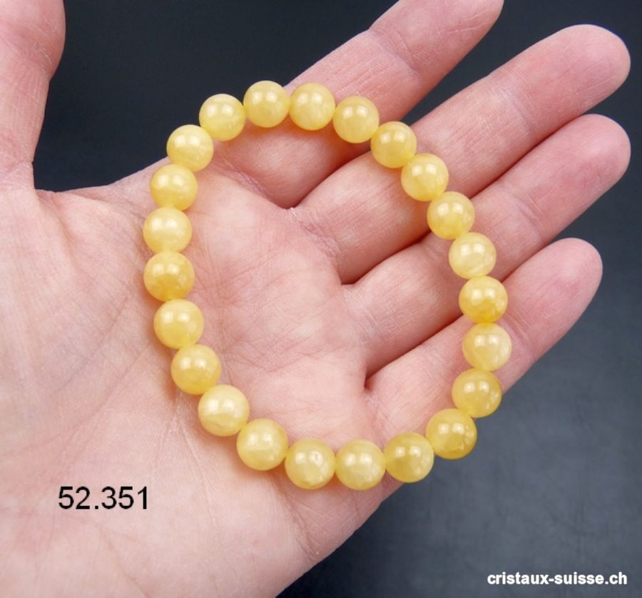 Bracelet Calcite jaune claire 8 - 9 mm, élastique 18,5 - 19 cm