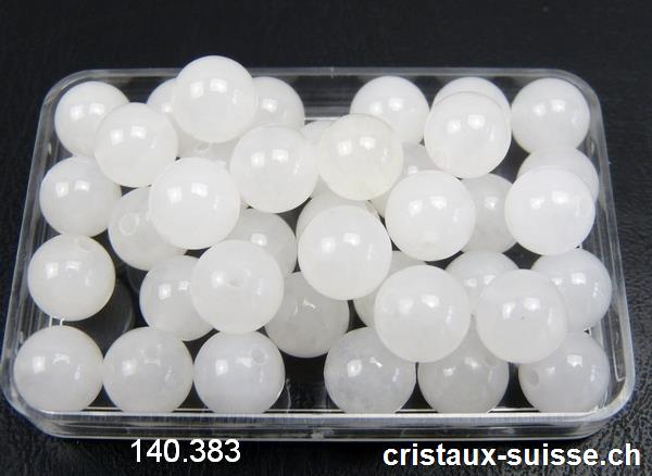 Jade Serpentine blanc-translucide, boule percée 7,8 - 8 mm