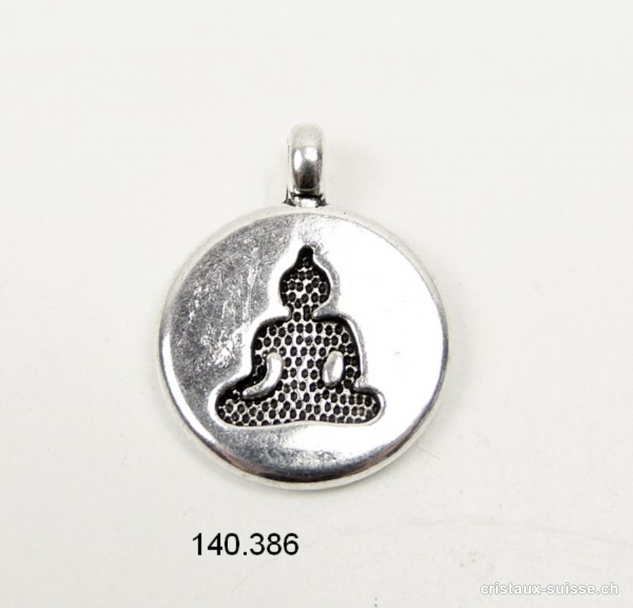 Charm Bouddha en métal argenté, diam. 1,5 cm. OFFRE SPÉCIALE