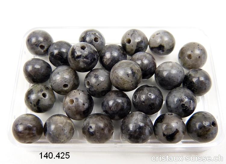 Larvikite - Labradorite grise - boule percée 8,5 mm