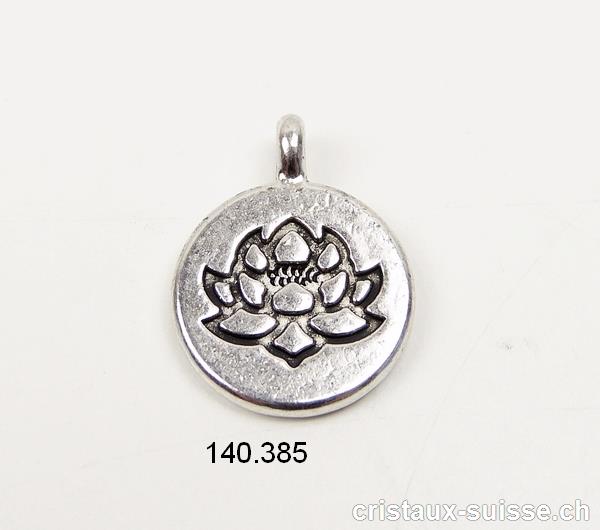 Charm Lotus en métal argenté, diam. 1,5 cm