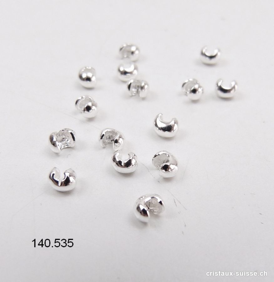 Boule cache-noeud à pincer SANS oeillet 3,5 mm argent 925