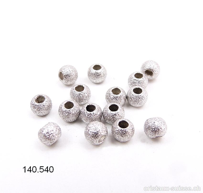 1 x Perle en argent 925 effet diamanté clair 4 mm / trou 1,2 mm. OFFRE SPECIALE
