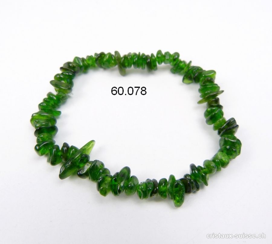 Bracelet Chromdiopside - Diopside chromifère, élastique 17,5 cm. Taille S-M