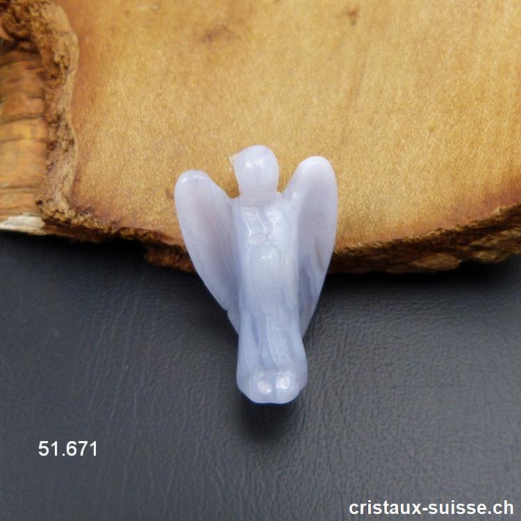 Pendentif Calcédoine bleue, Ange 2,5 - 3 cm avec boucle argent 925