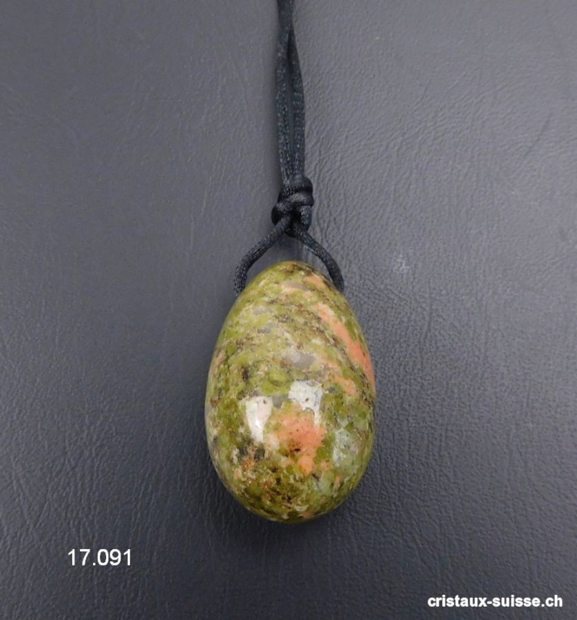 1 Oeuf YONI Unakite - Epidote 3 x 2 cm. Taille S. PERCÉ