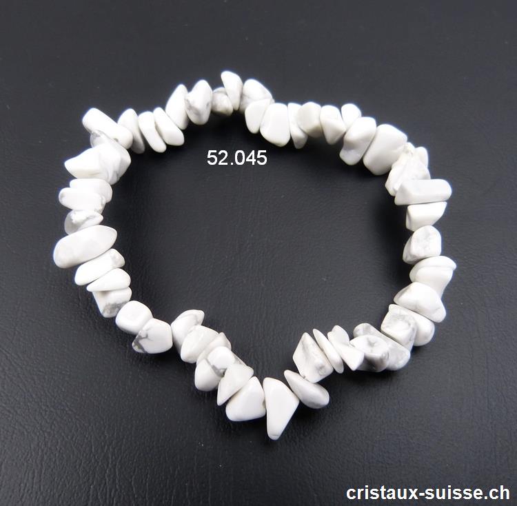 Bracelet Magnésite - Howlite blanche, élastique 17 - 18 cm