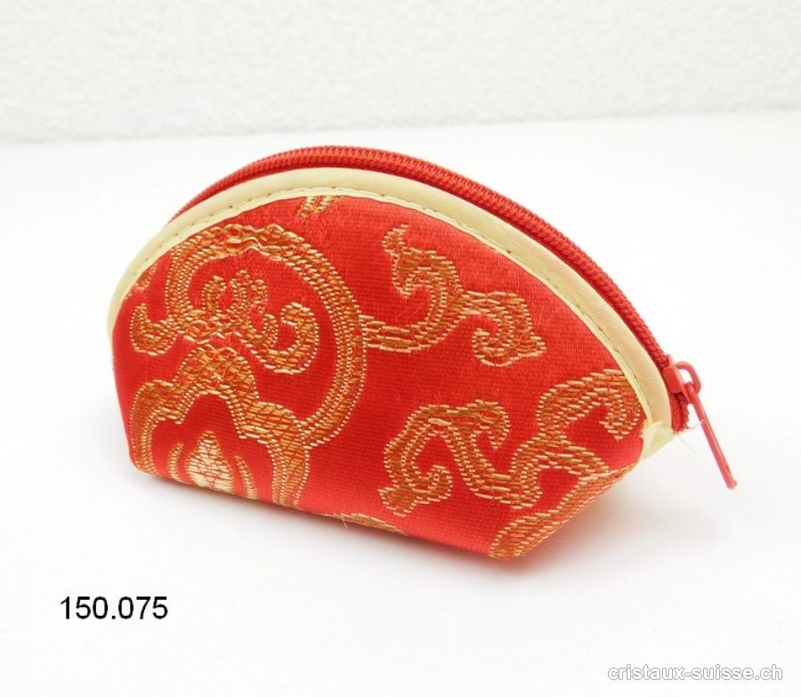 Pochette demi-lune Rouge et Or, avec fermeture éclair. OFFRE SPECIALE