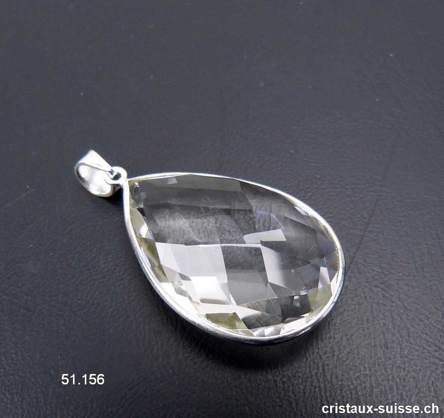 Pendentif Cristal de Roche facetté en argent 925