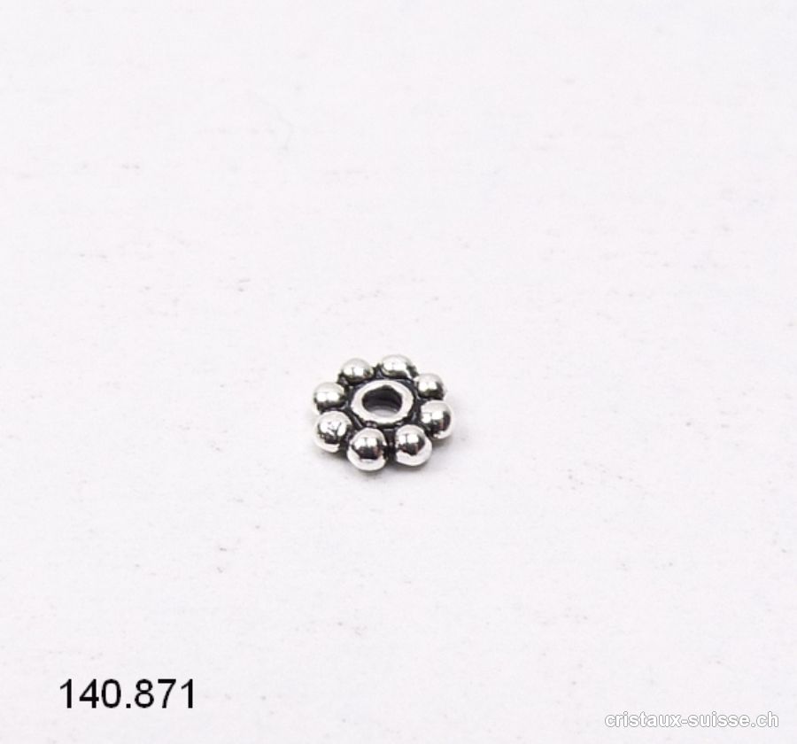 Fleur Ethno 5 mm, Intercalaire en argent 925 vieilli