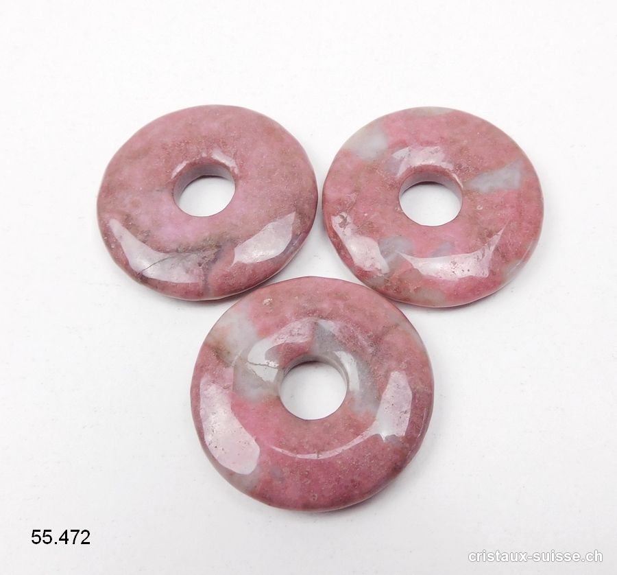 Rhodonite rose-beige, donut 3 cm. OFFRE SPECIALE