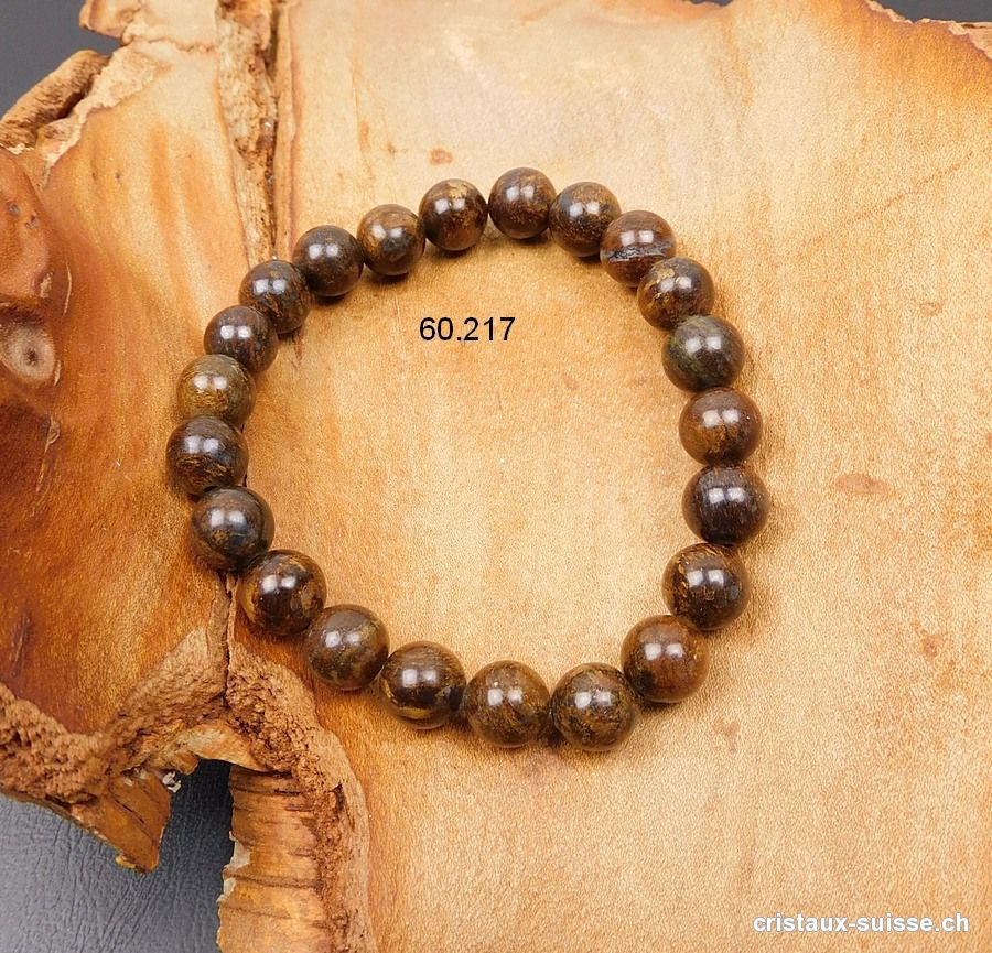 Bracelet Bronzite 8 - 8,5 mm, élastique 18 cm. Taille SM