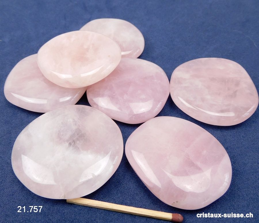 Quartz rose plat, clair 4,5 - 5 cm x épais. 1 cm. Taille XL