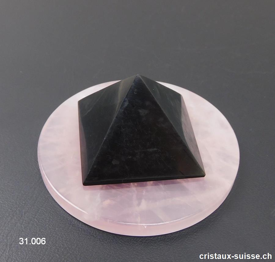 Set anti-ondes 5 G, Pyramide Schungite 3 cm et Disque Quartz rose 6 cm