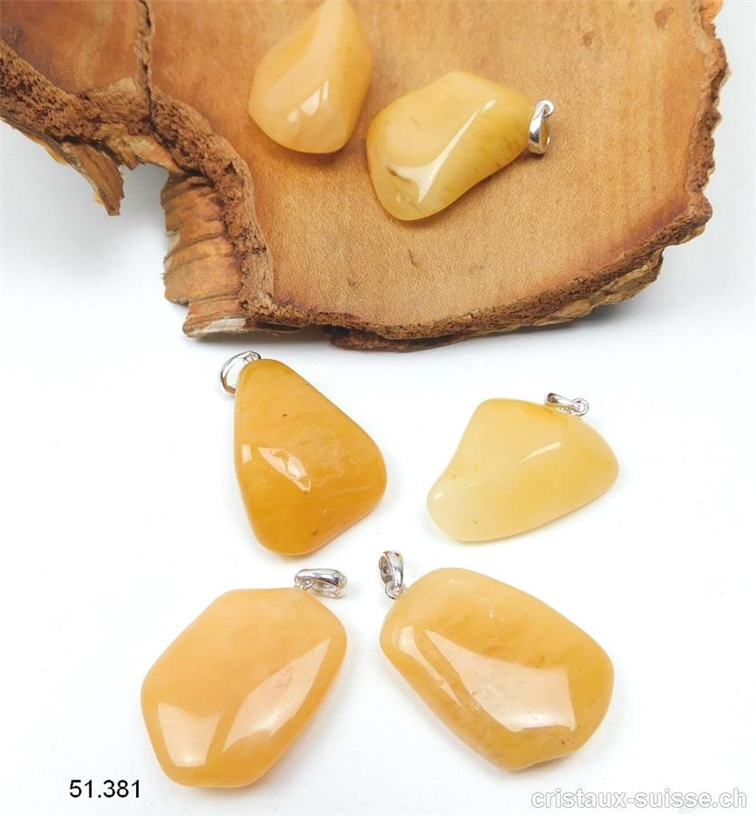 Pendentif Calcédoine jaune avec boucle argent 925 rhodié