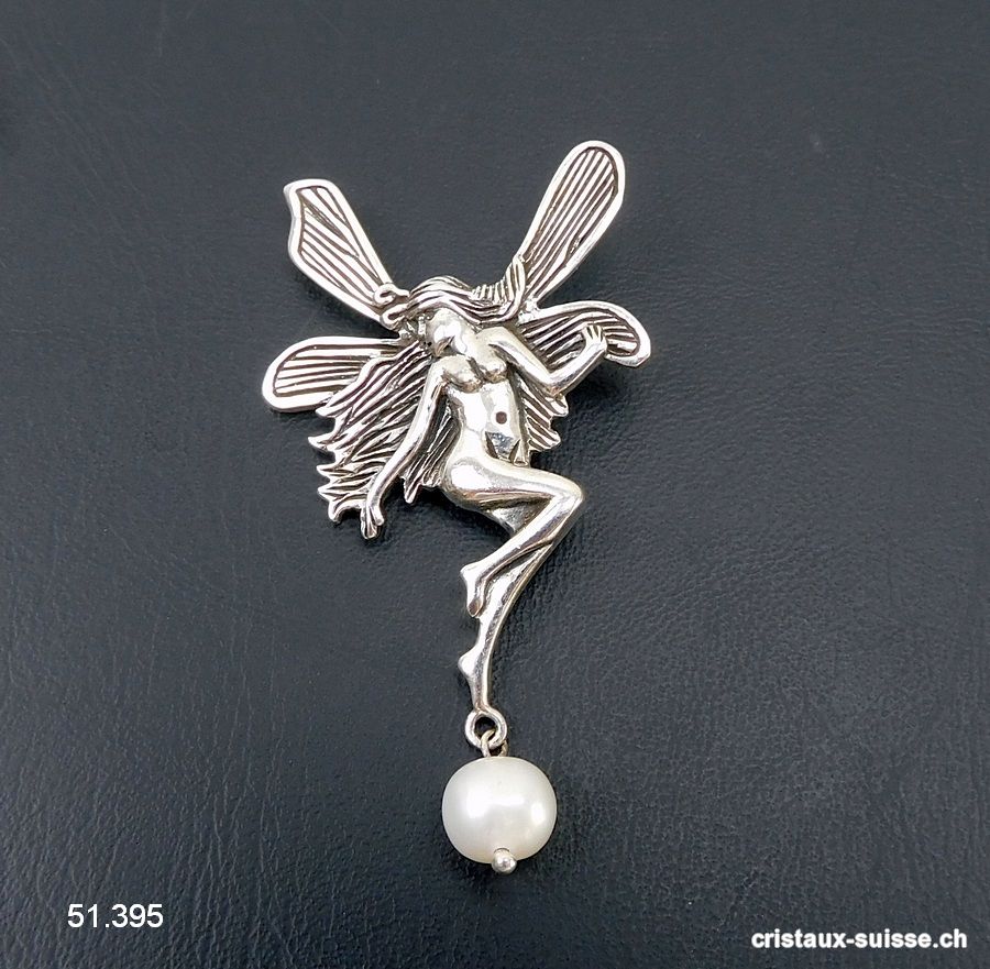 Pendentif Perle d'eau douce ELFE en argent 925. Taille L