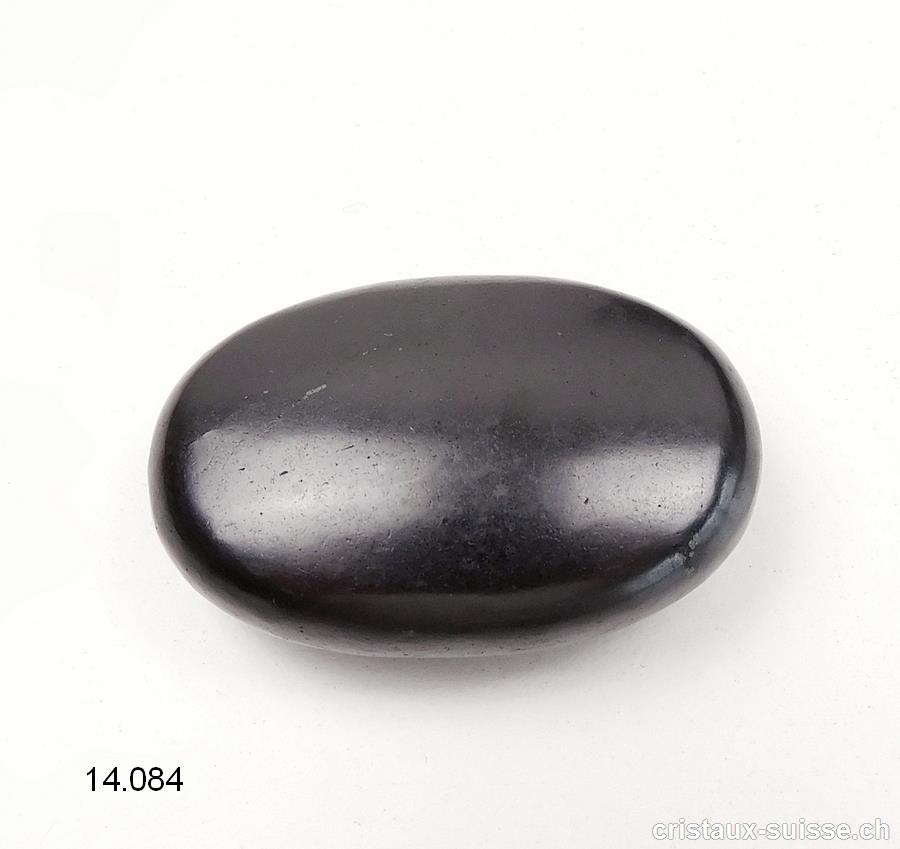 Schungite, pierre antistress arrondie brillant et mat, env. 4,5 x 3 cm