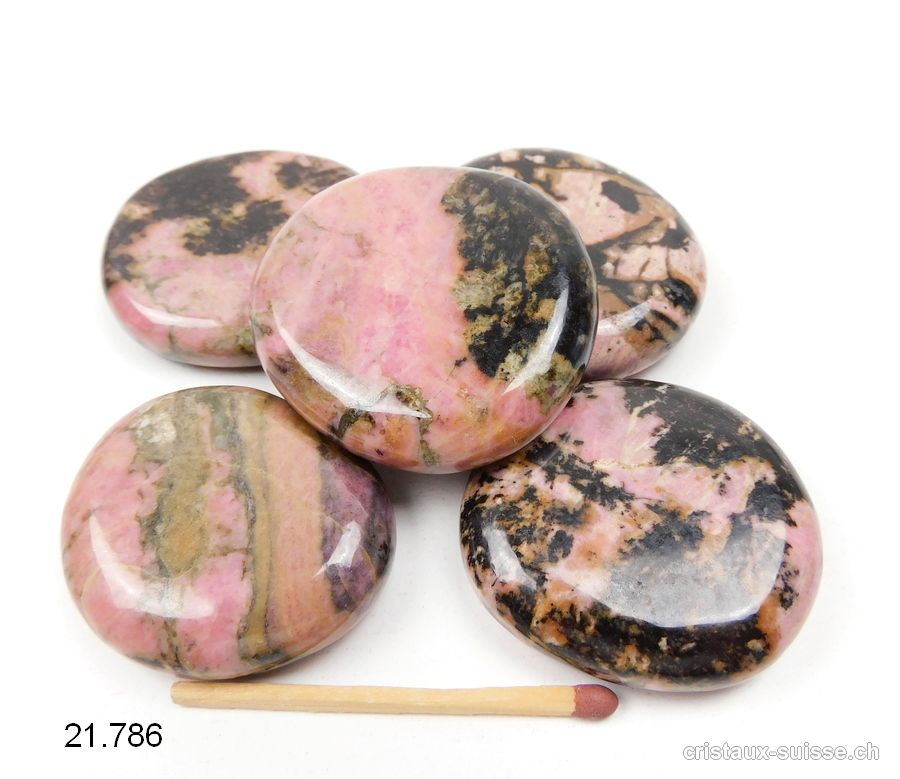 Rhodonite plate 4 - 4,5 x épais. 1 cm. Taille XL