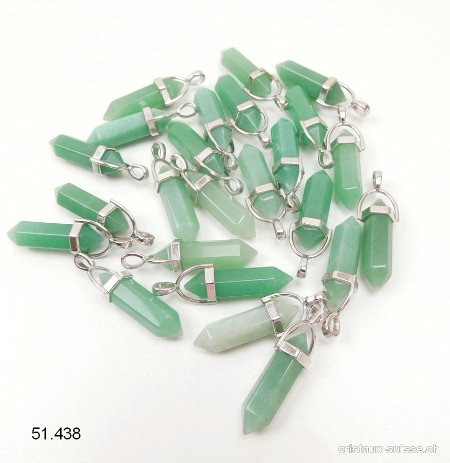 Pendentif Aventurine verte biterminée en métal. Offre Spéciale