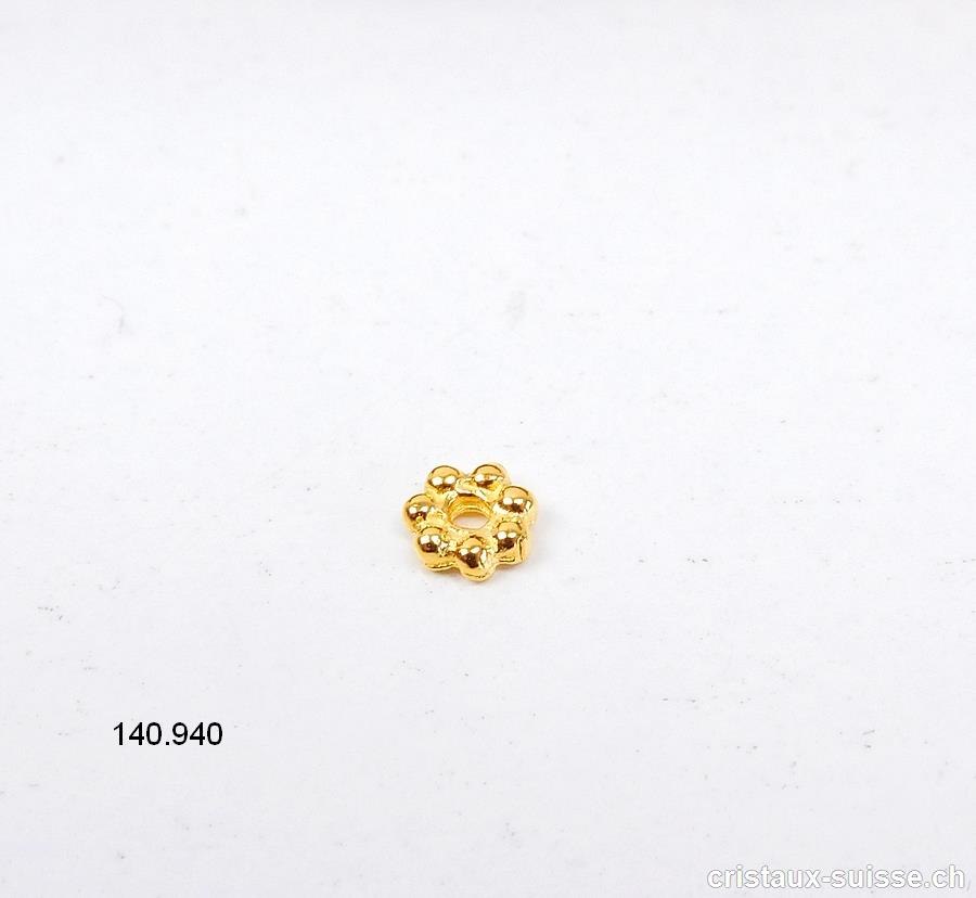 1 x mini Fleur percée 4 mm, Intercalaire en argent 925 doré