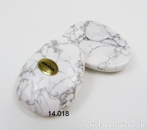 Magnésite - Howlite pierre anti-stress incurvée. Env. 5 x 3,5 cm