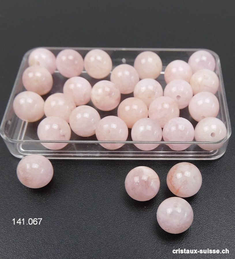 Morganite rose-pêche - Béryl, boule percée 8,5  mm. Offre Spéciale