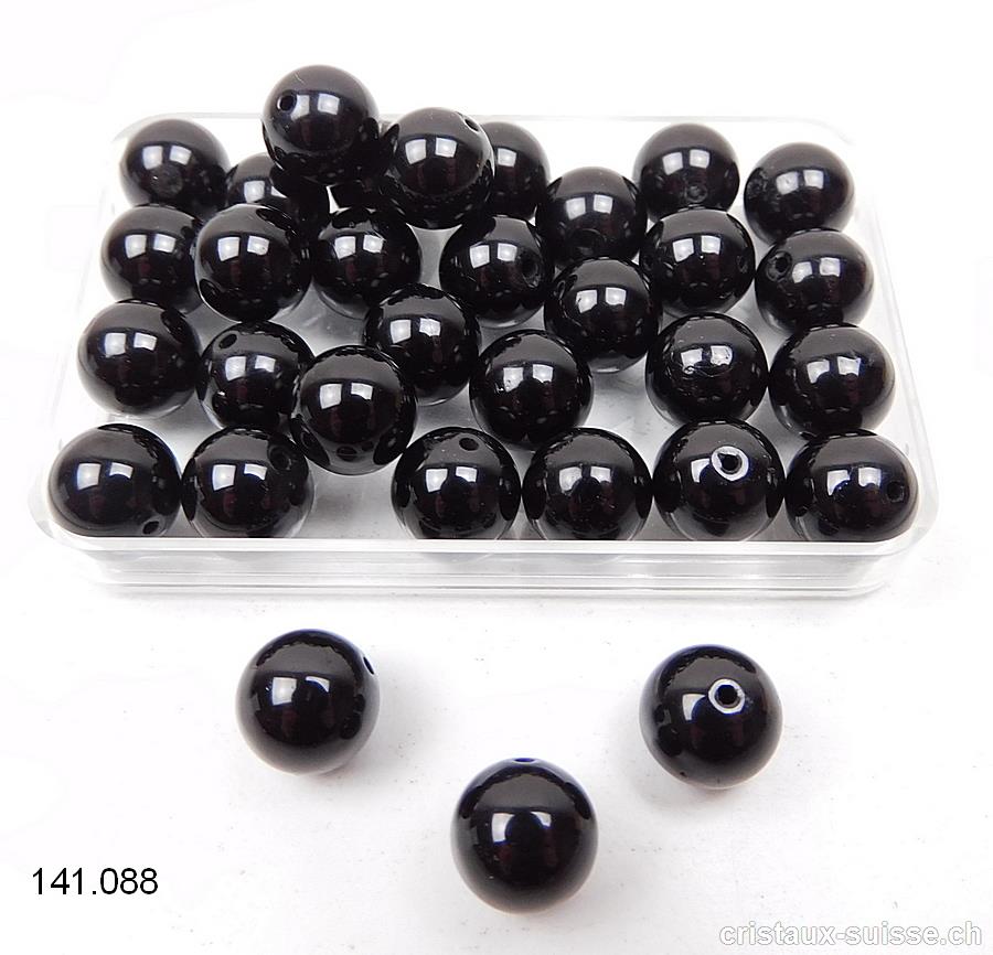 Tourmaline noire, boule percée 8 - 8,5 mm