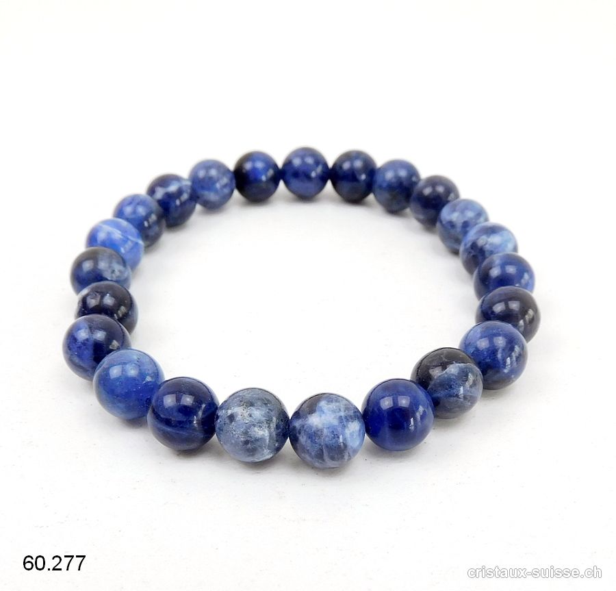 Bracelet Sodalite foncée 8,5 mm, élastique 18,5 - 19 cm