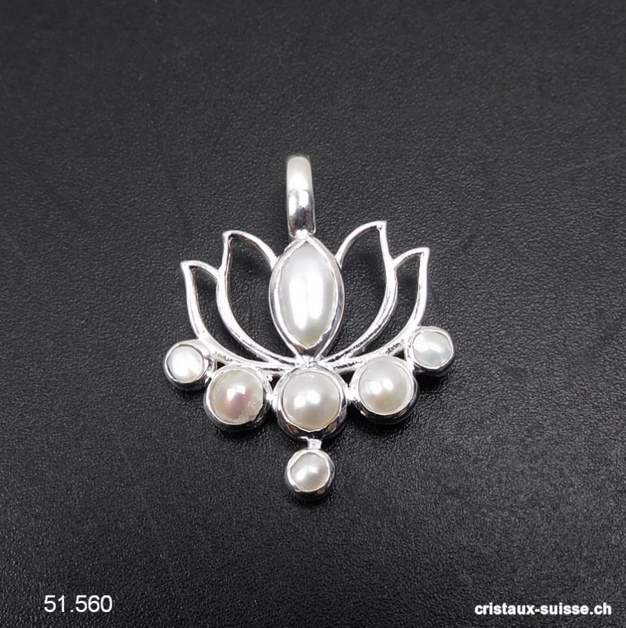 Pendentif Perle d'eau douce LOTUS en argent 925