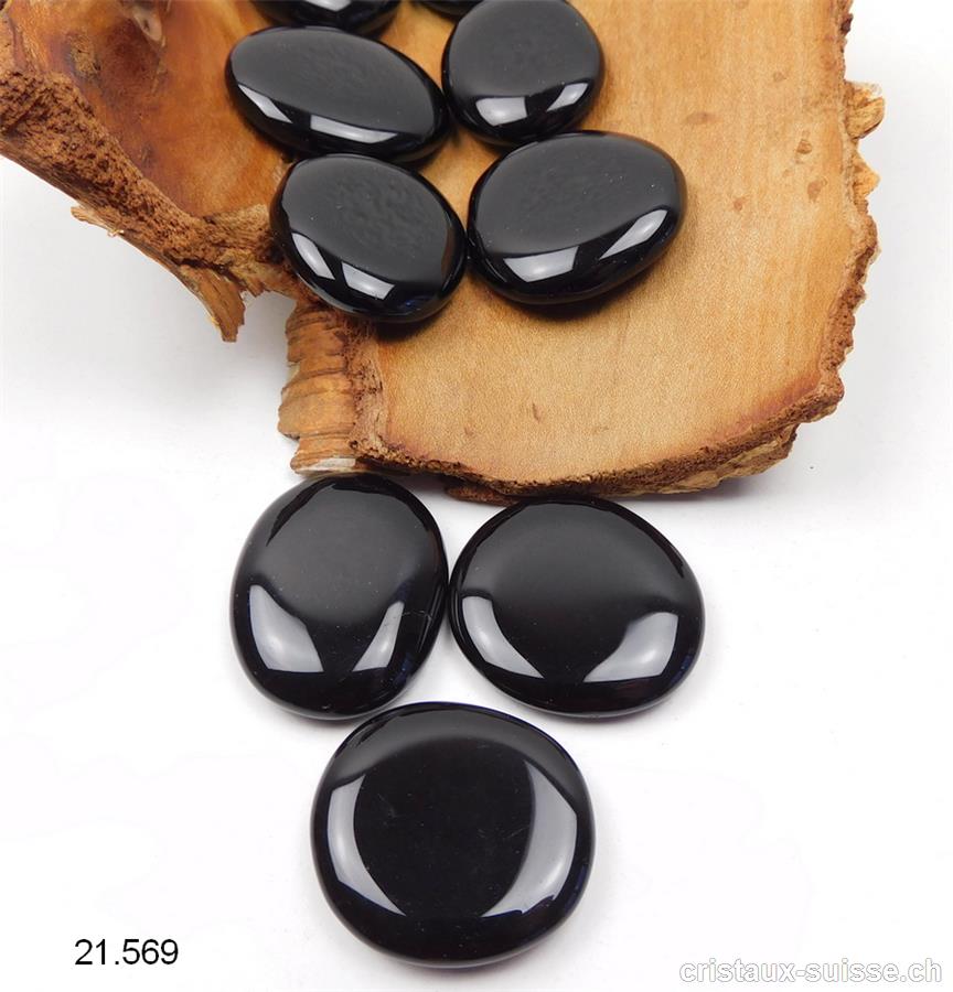 Obsidienne noire plate 3,3 - 3,8 cm. Taille M. Offre Spéciale