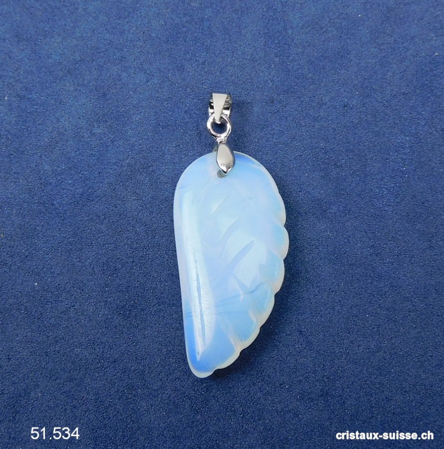 Pendentif Opalite - Opaline Aile d'Ange avec boucle métal 3 cm