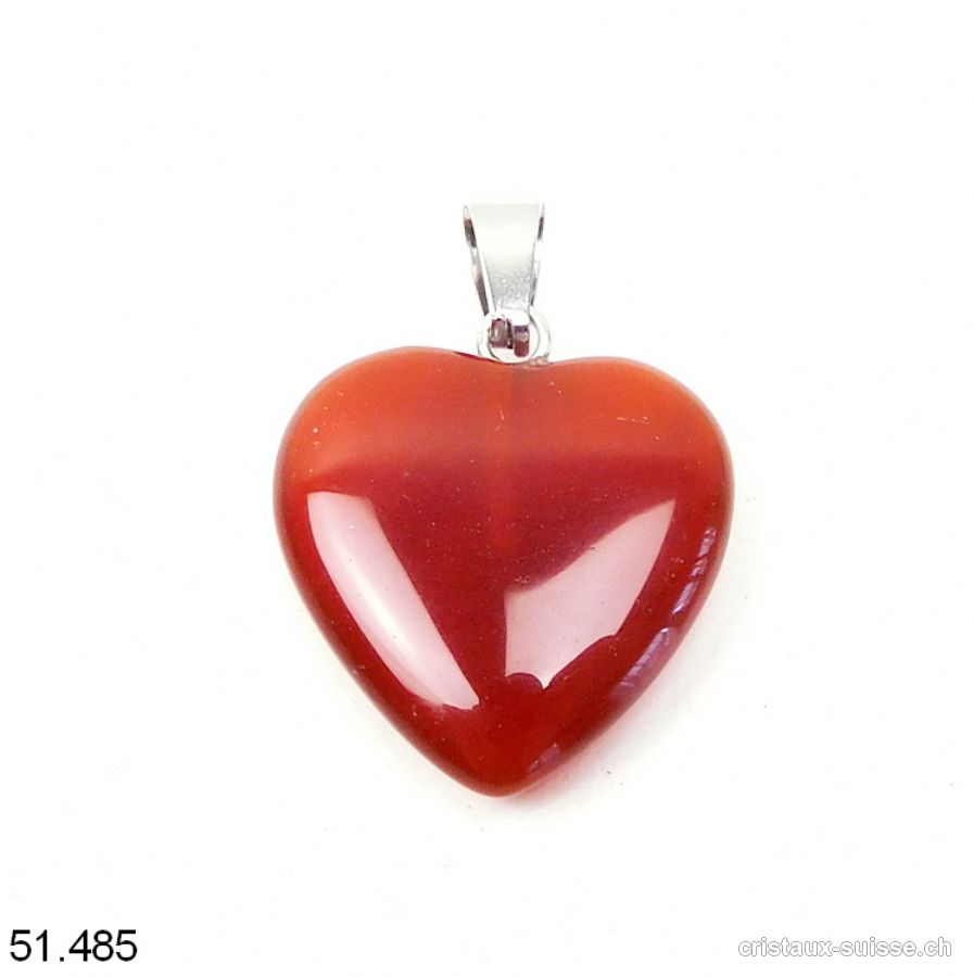 Pendentif Cornaline foncée - Sardoine, coeur 2 cm avec boucle métal. OFFRE SPECIALE