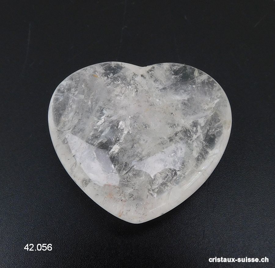 Coeur Cristal de Roche 4,2 x 4 x 1,5 cm. Qual. AB, Offre Spéciale