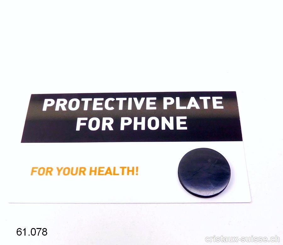 Schungite, plaquette ronde Ø 2 cm à coller au Smartphone