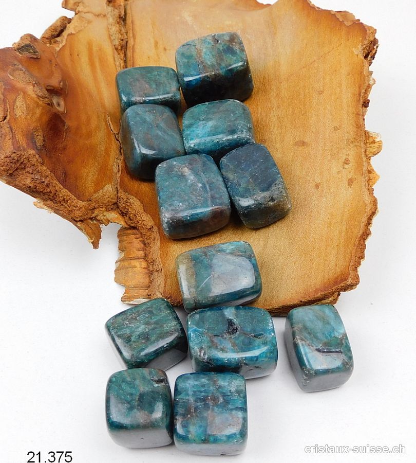 Apatite carrée bleue - brune 2 - 2,5 cm / 19 à 30 grammes. Taille L - XL. OFFRE SPECIALE