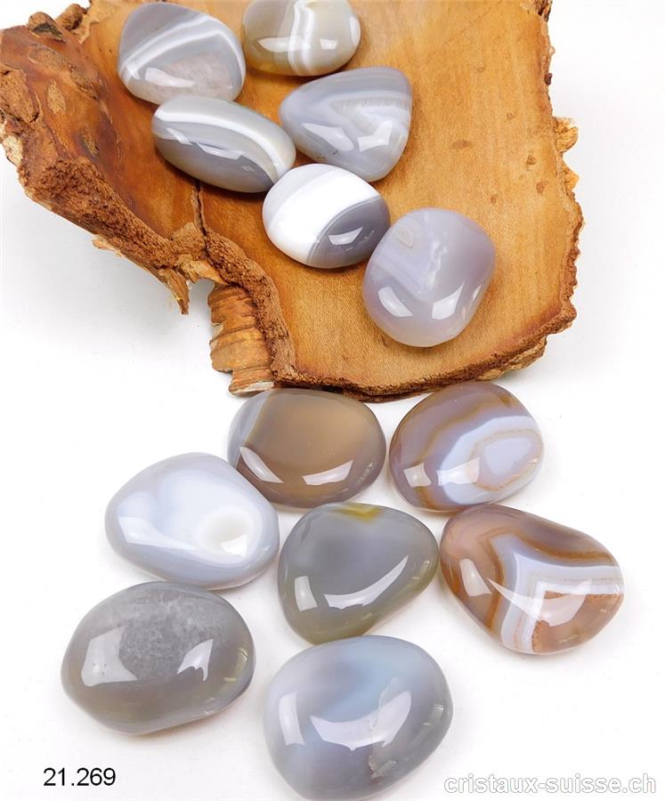 Agate Botswana gris-beige plate 3 - 3,5 cm. Taille M