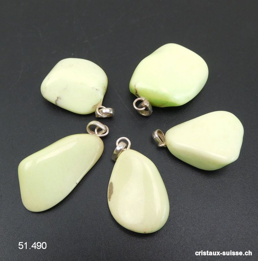 Pendentif Chrysoprase Lemon - Magnésite citron 2,5 à 3 cm avec boucle argent 925