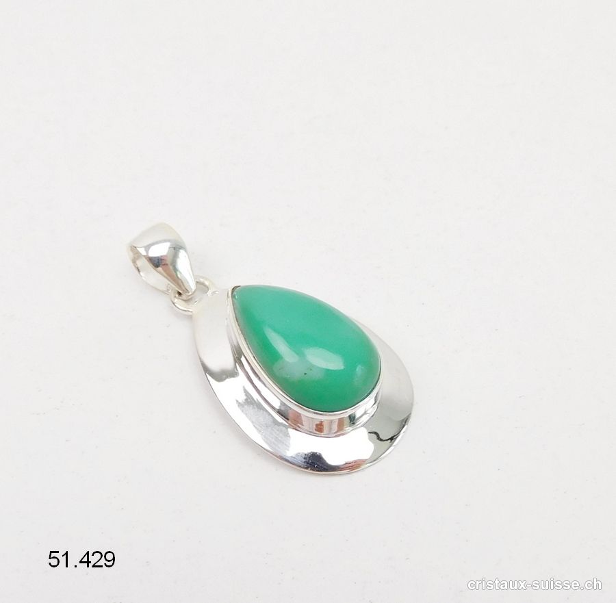 Pendentif Chrysoprase en argent 925. Pièce unique, Qual. A