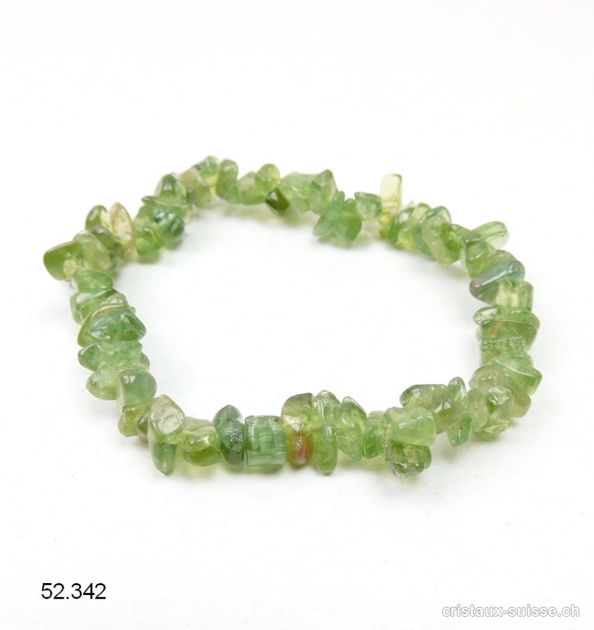 Bracelet Apatite verte, élastique 18 - 18,5 cm. Taille M