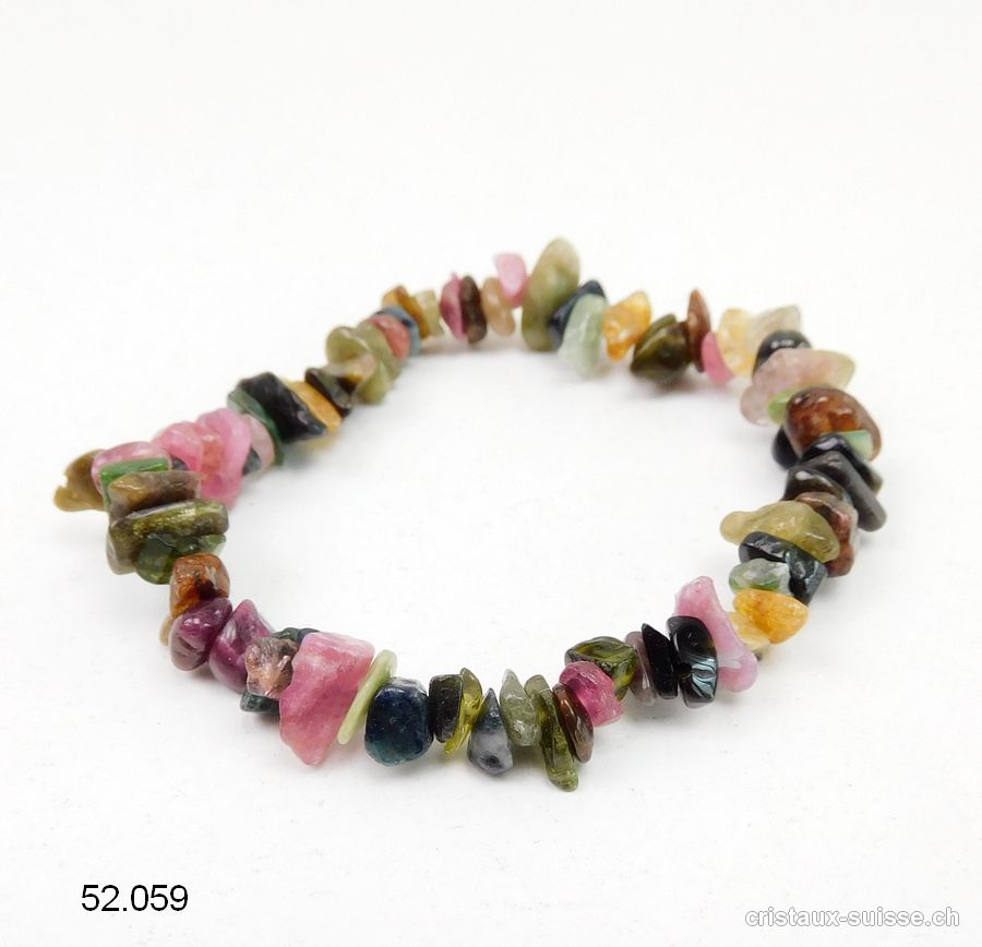 Bracelet Tourmaline multi, élastique 18 - 18,5 cm