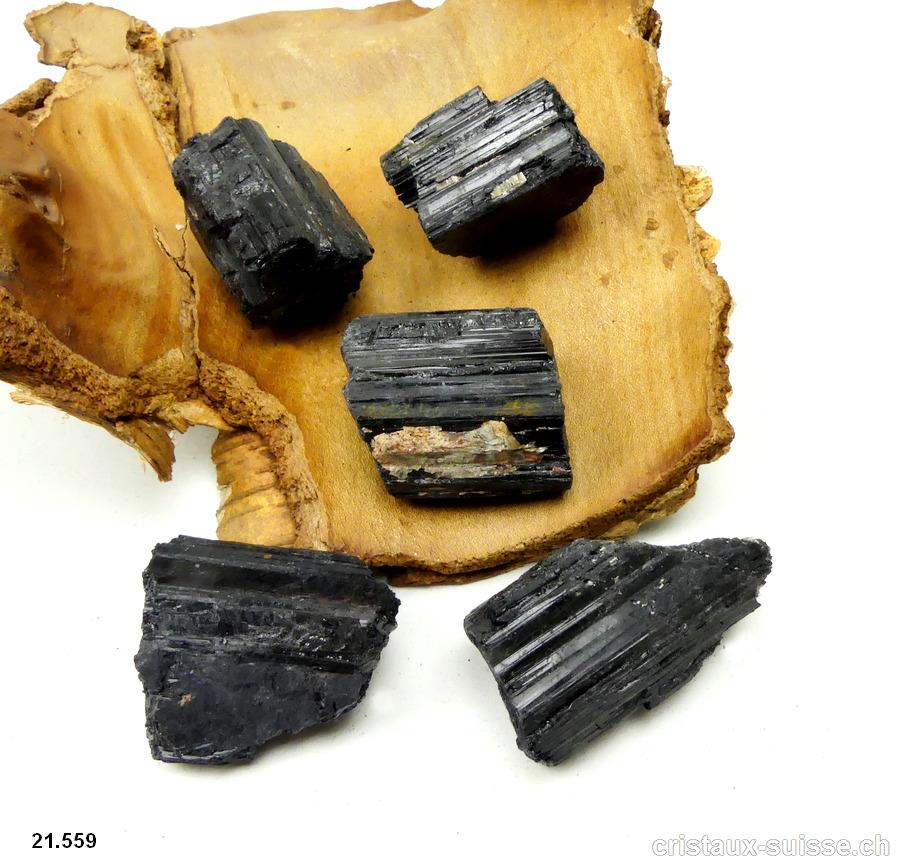 Tourmaline noire cristallisée brute 3 à 4 cm, 22 à 28 grammes