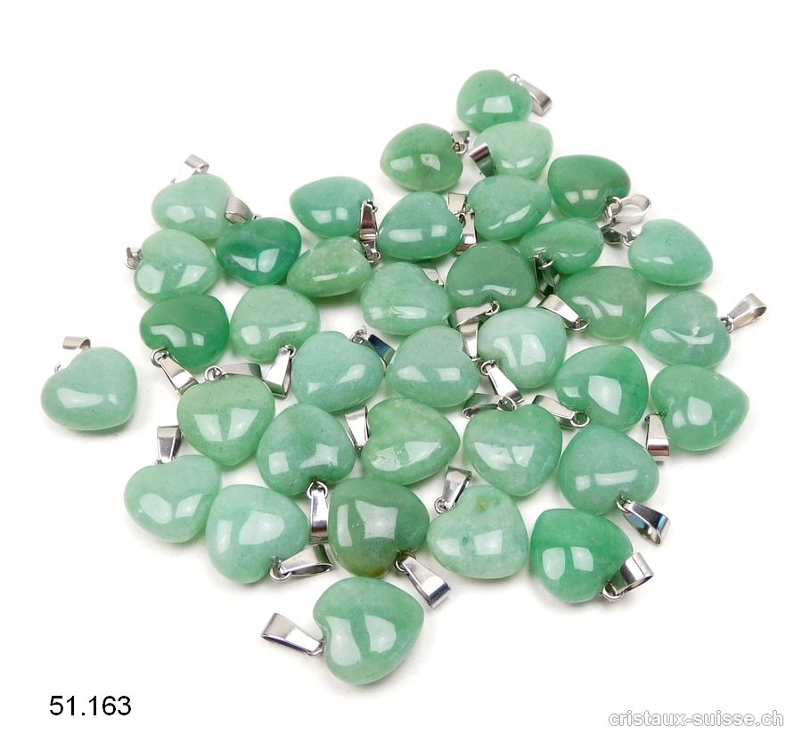 Pendentif Aventurine verte coeur 1,5 cm avec boucle métal. OFFRE SPECIALE