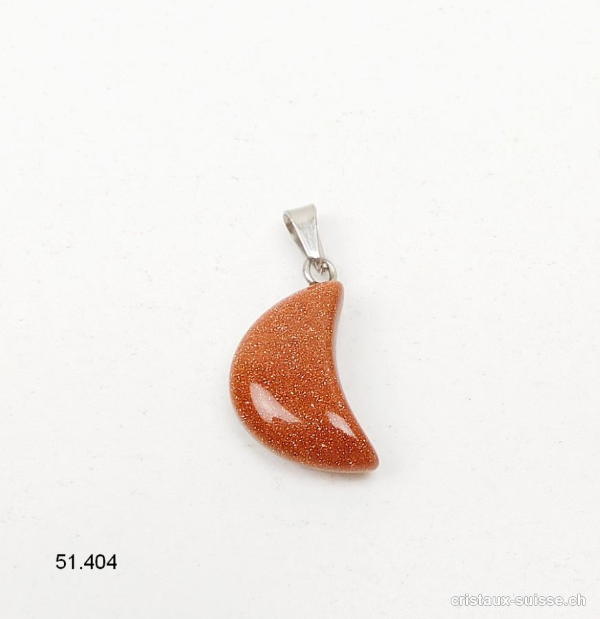 Pendentif Rivière d'or brune LUNE 1,7 cm avec boucle métal. Offre Spéciale