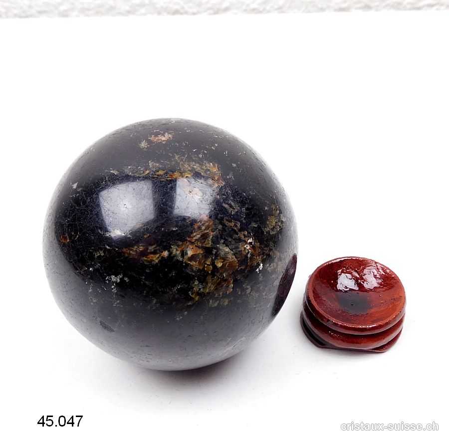 Boule Tourmaline noire - Schörl 6,4 cm. Pièce unique 423 grammes. Offre Spéciale