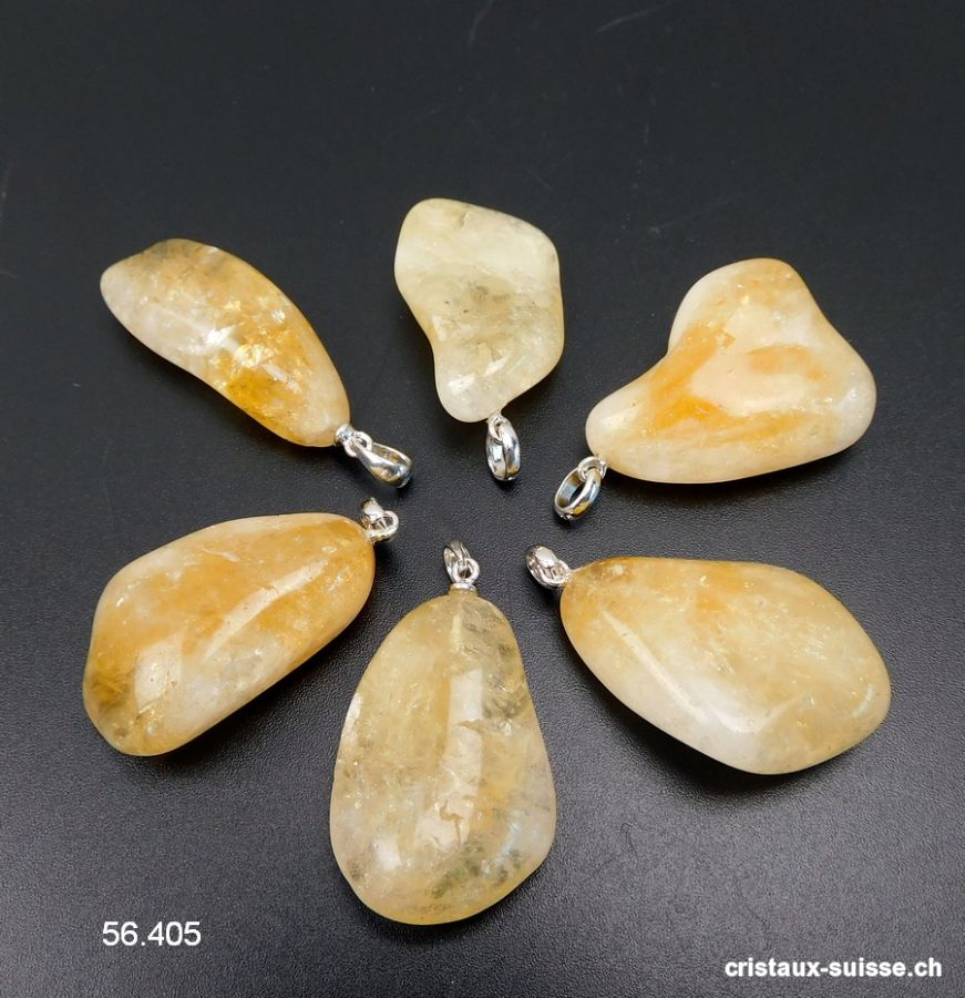 Pendentif Citrine 2,5 - 3 cm avec boucle argent 925