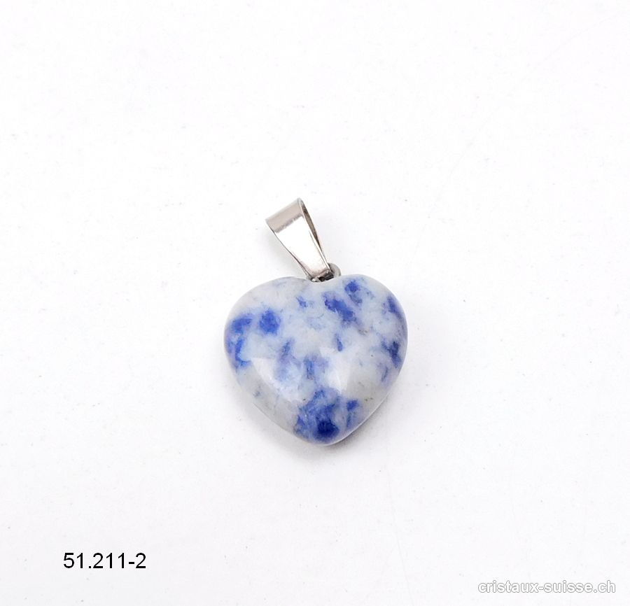 Pendentif Sodalite coeur 1,6 cm, boucle métal