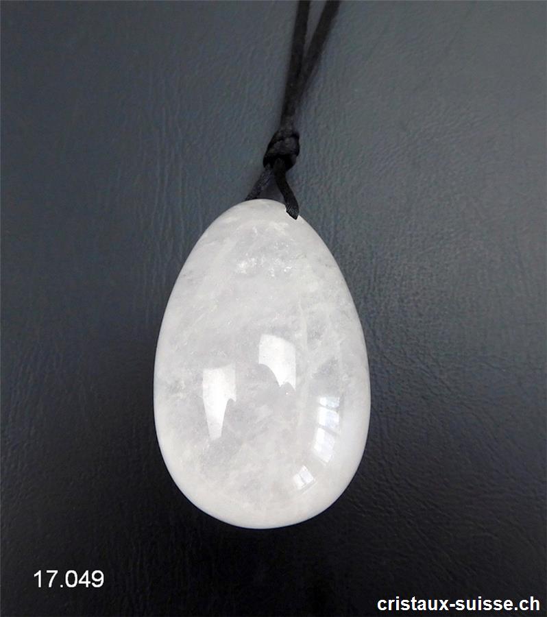1 Oeuf YONI Cristal de Roche translucide 4 x 2,5 cm. Taille M. PERCÉ. Offre Spéciale