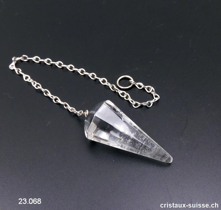 Pendule Cristal de roche facetté 3,5 à 4 cm