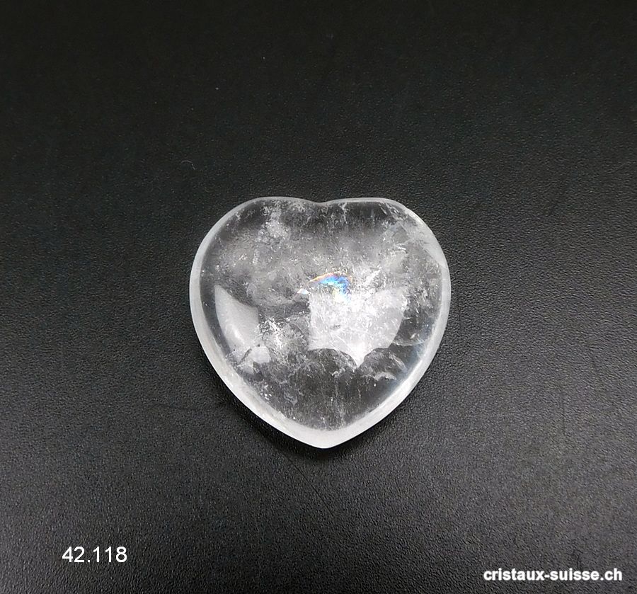 Coeur Cristal de Roche 2,5 cm, plat. Offre Spéciale