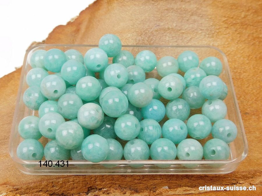 Amazonite, boule percée 6,5 - 7 mm. Jolie qualité